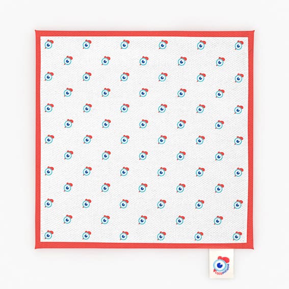 Packshot serviette apéro pois coq tricolore bleu blanc rouge famille coco pistache