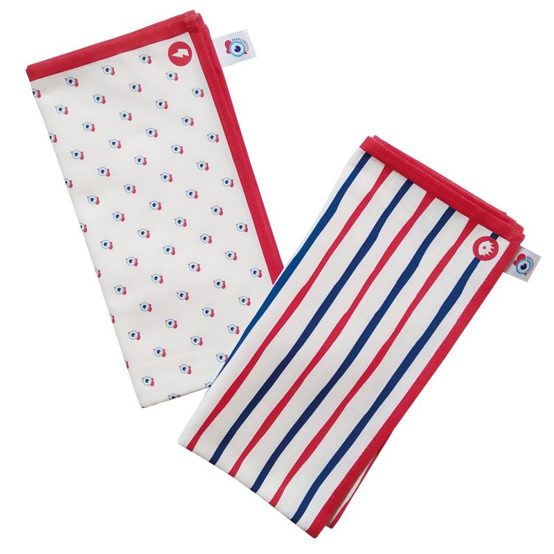Lot de 2 ou 4 serviettes française en tissu, famille déco Coco Pistache, serviette de table marinière motif intemporel frenchie, pois, bleu blanc rouge, tricolore.