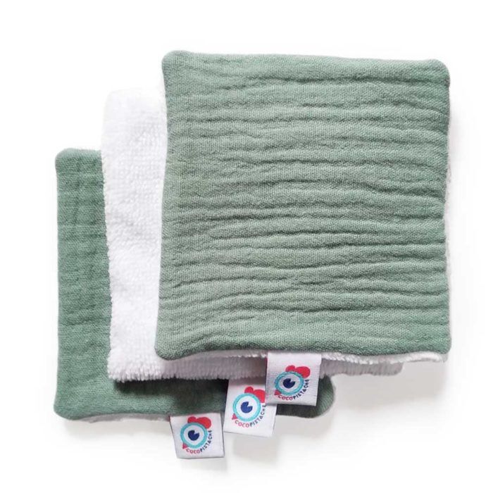 Lot De 6 Lingettes Lavables Vertes 8x8cm - Coton Et Doudou Bambou Pour Toilette Et Démaquillage